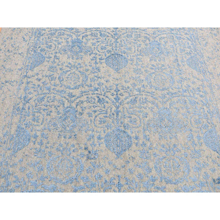 5'10" x 8'9" New Hand Loomed Blue Wool & Silk Rectangle Oriental Rug - MOA10287019