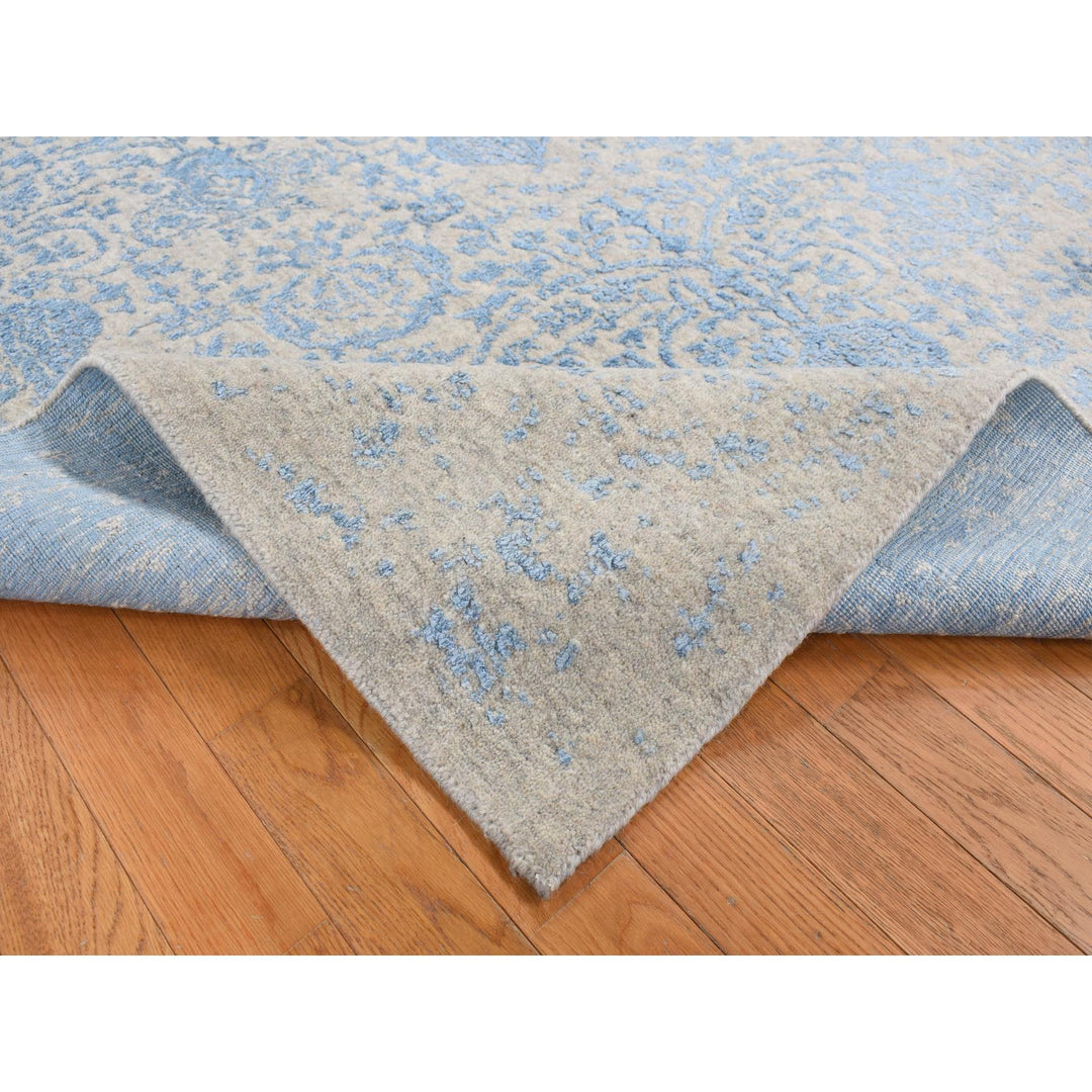 7'10" x 9'9" New Hand Loomed Blue Wool Rectangle Oriental Rug - MOA10287022