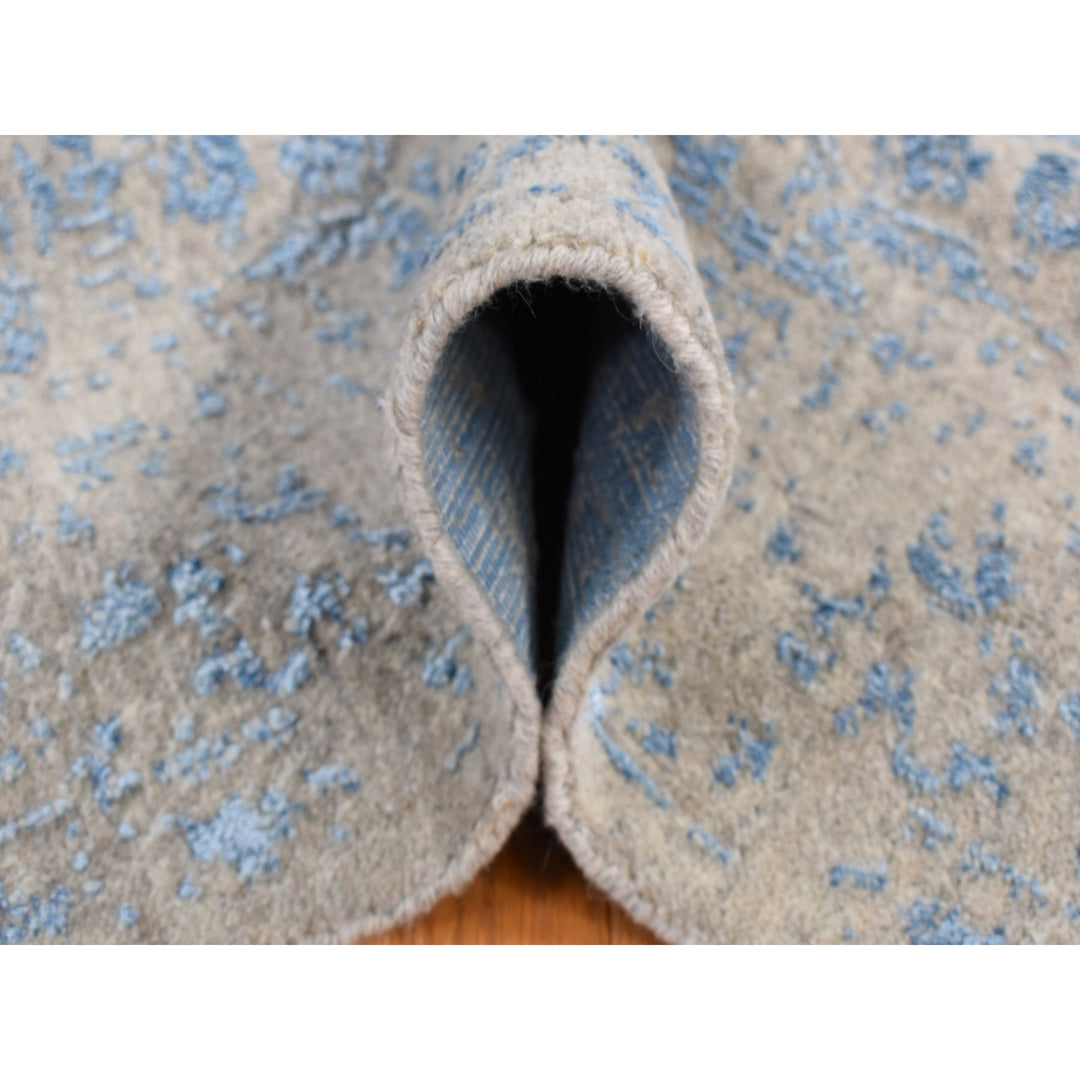 7'10" x 9'9" New Hand Loomed Blue Wool Rectangle Oriental Rug - MOA10287022