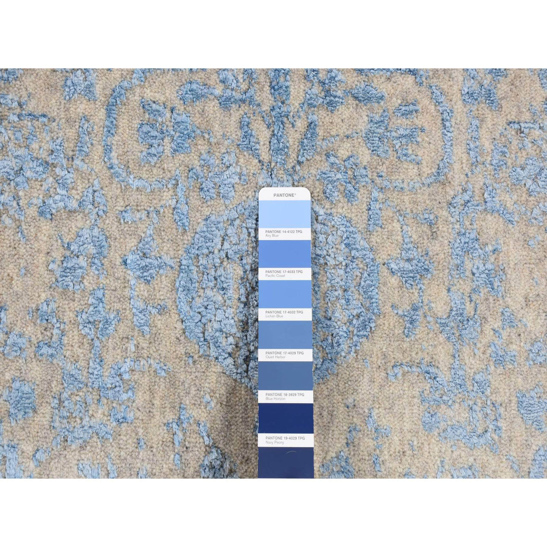 7'10" x 9'9" New Hand Loomed Blue Wool Rectangle Oriental Rug - MOA10287022