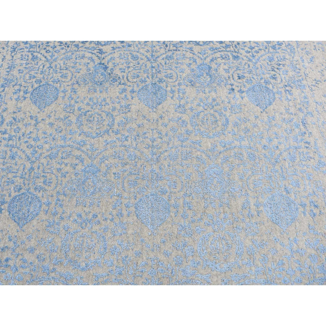 7'10" x 9'9" New Hand Loomed Blue Wool Rectangle Oriental Rug - MOA10287022