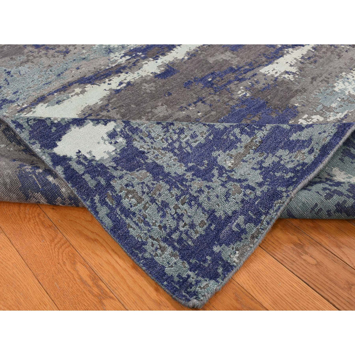 7'10" x 10'0" New Hand Knotted Purple Wool & Silk Rectangle Oriental Rug - MOA10287045