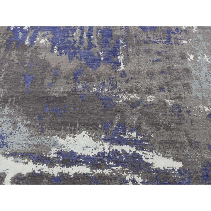 7'10" x 10'0" New Hand Knotted Purple Wool & Silk Rectangle Oriental Rug - MOA10287045