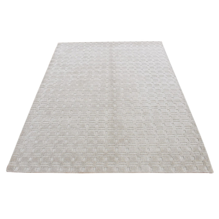 5'1" x 7'1" New Hand Loomed Ivory Wool Rectangle Oriental Rug - MOA10287159