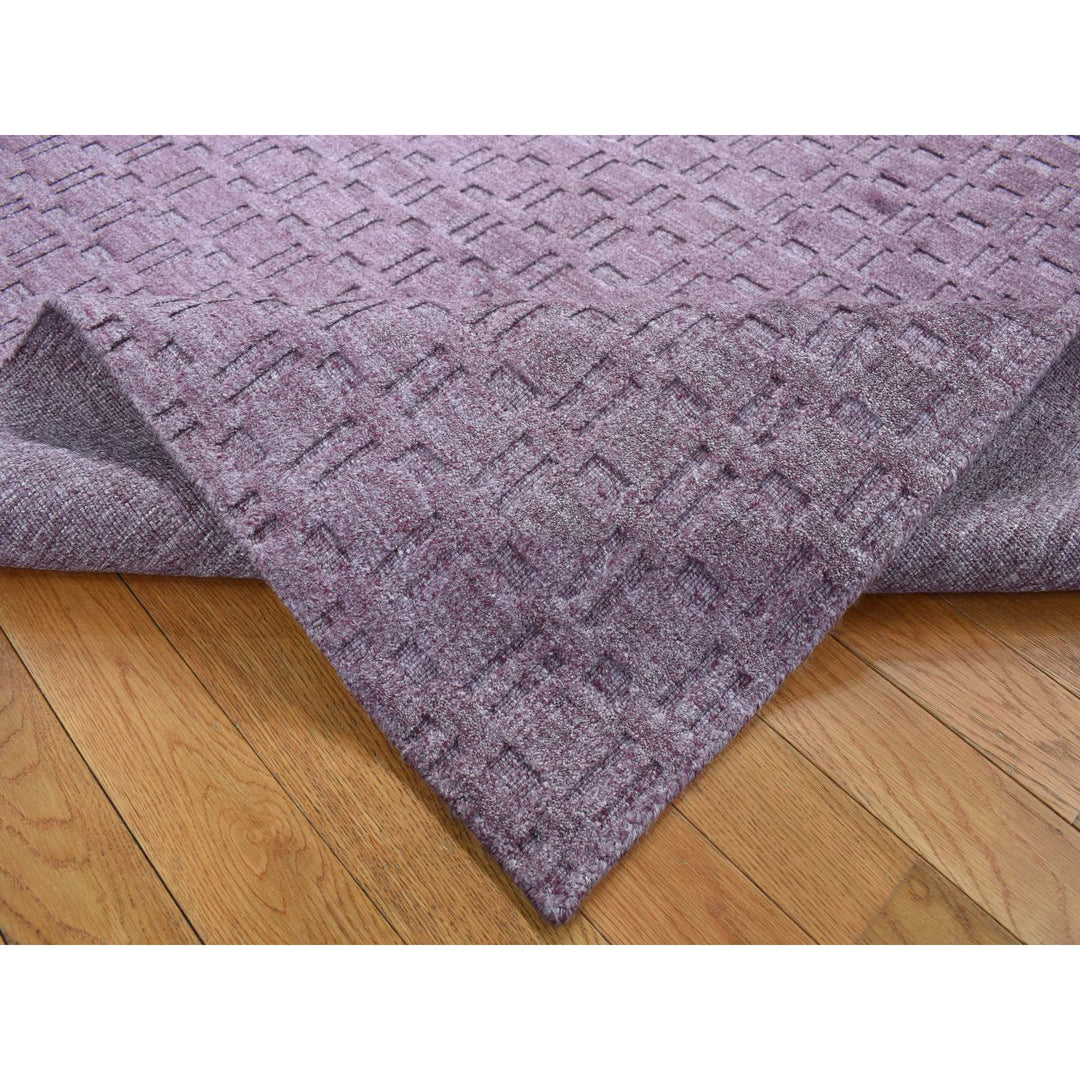5'0" x 7'0" New Hand Loomed Purple Wool Rectangle Oriental Rug - MOA10287175