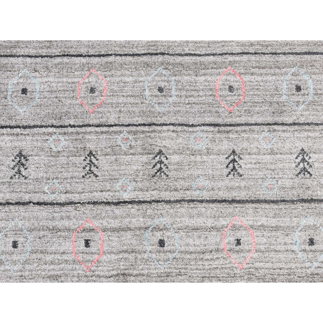 4'3" x 4'3" New Hand Loomed Grey Wool Rectangle Oriental Rug - MOA10287196