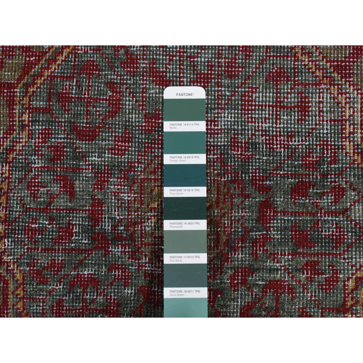 2'6" x 9'10" New Hand Knotted Green Worn Wool Runner Oriental Rug - MOA10287265