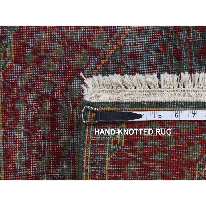 2'6" x 9'10" New Hand Knotted Green Worn Wool Runner Oriental Rug - MOA10287265