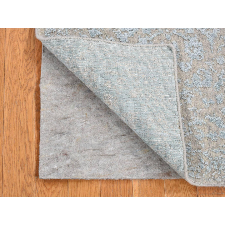 2'6" x 12'1" New Hand Loomed Blue Wool & Art Silk Runner Oriental Rug - MOA10287297