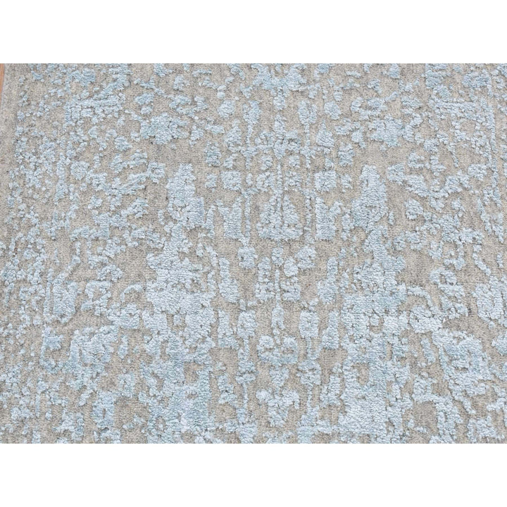 2'6" x 12'1" New Hand Loomed Blue Wool & Art Silk Runner Oriental Rug - MOA10287297