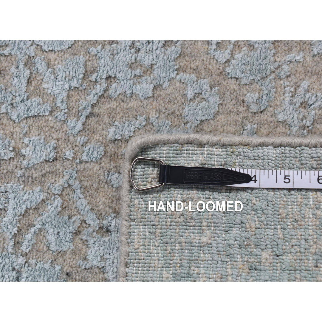 2'6" x 12'1" New Hand Loomed Blue Wool & Art Silk Runner Oriental Rug - MOA10287297