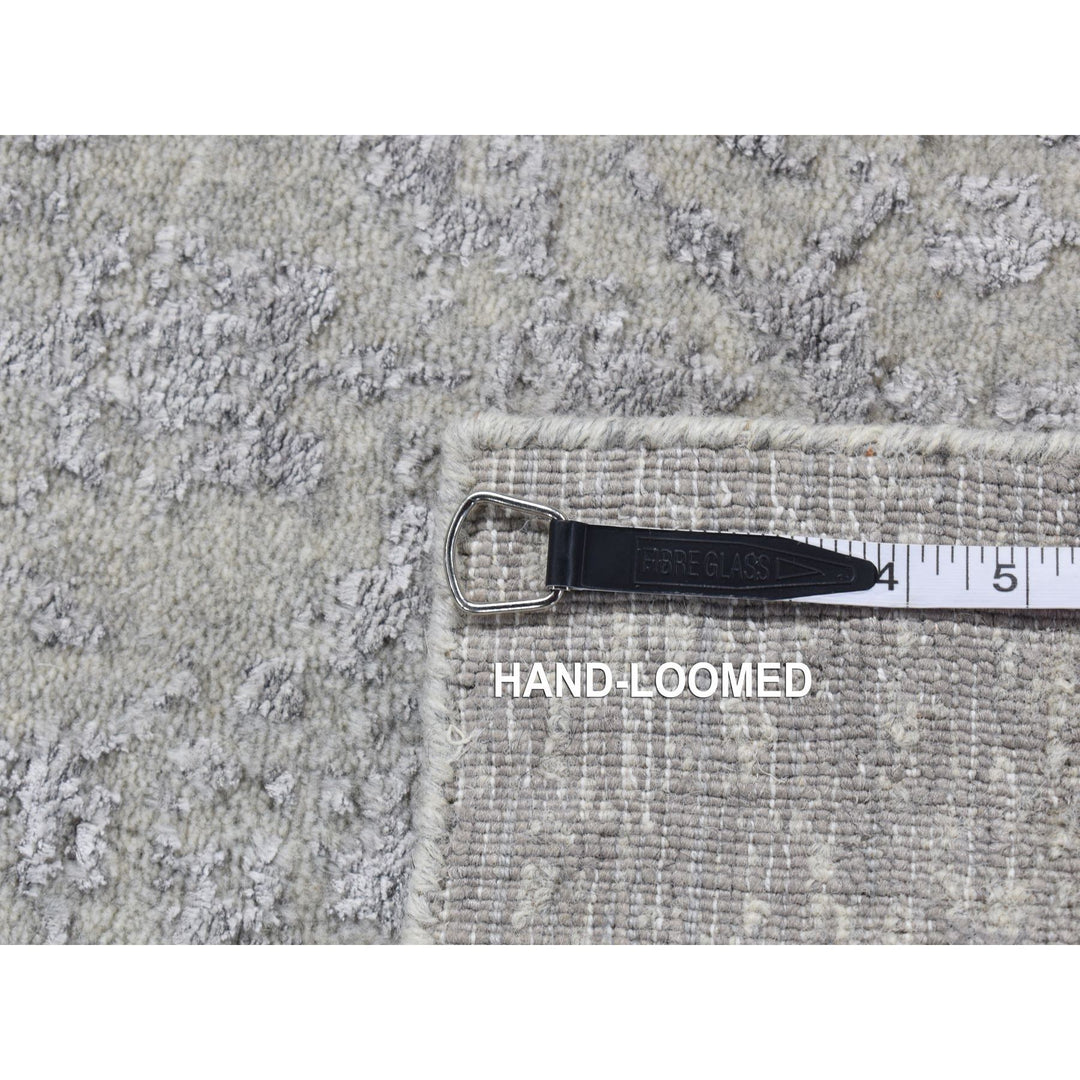 2'5" x 6'0" New Hand Loomed Grey Wool & Silk Runner Oriental Rug - MOA10287324