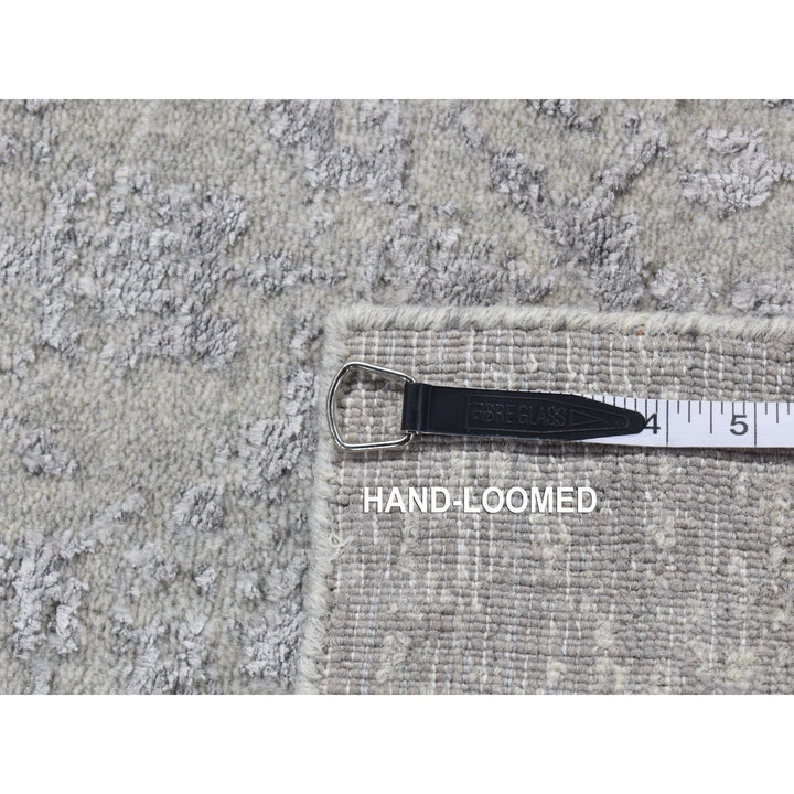 2'5" x 6'0" New Hand Loomed Grey Wool & Silk Runner Oriental Rug - MOA10287324