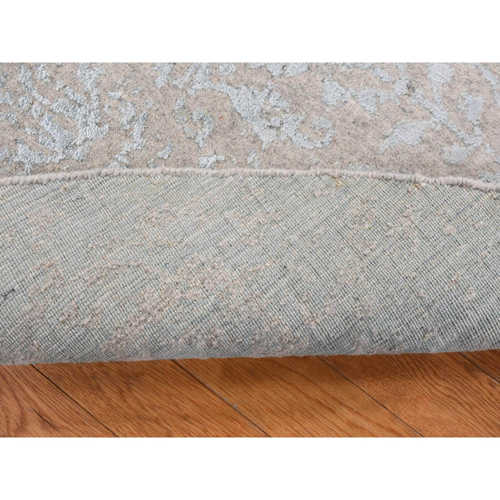 8'0" x 8'0" New Hand Loomed Grey Wool & Silk Round Oriental Rug - MOA10287368