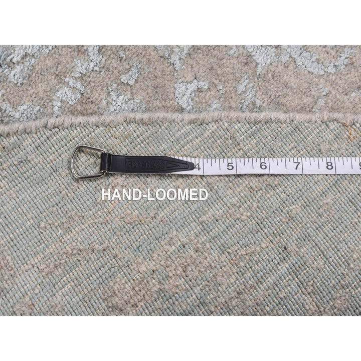 8'0" x 8'0" New Hand Loomed Grey Wool & Silk Round Oriental Rug - MOA10287368