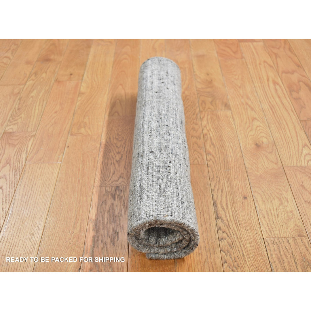 2'1" x 2'3" New Hand Loomed Grey Wool Square Oriental Rug - MOA10287483