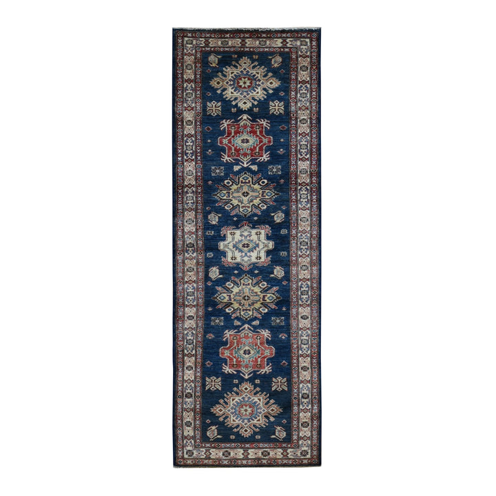 2'9" x 8'2" New Hand Knotted Blue Wool Runner Oriental Rug - MOA10287490