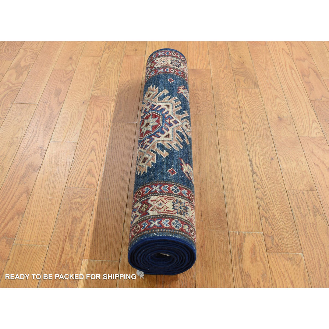 2'9" x 8'2" New Hand Knotted Blue Wool Runner Oriental Rug - MOA10287490