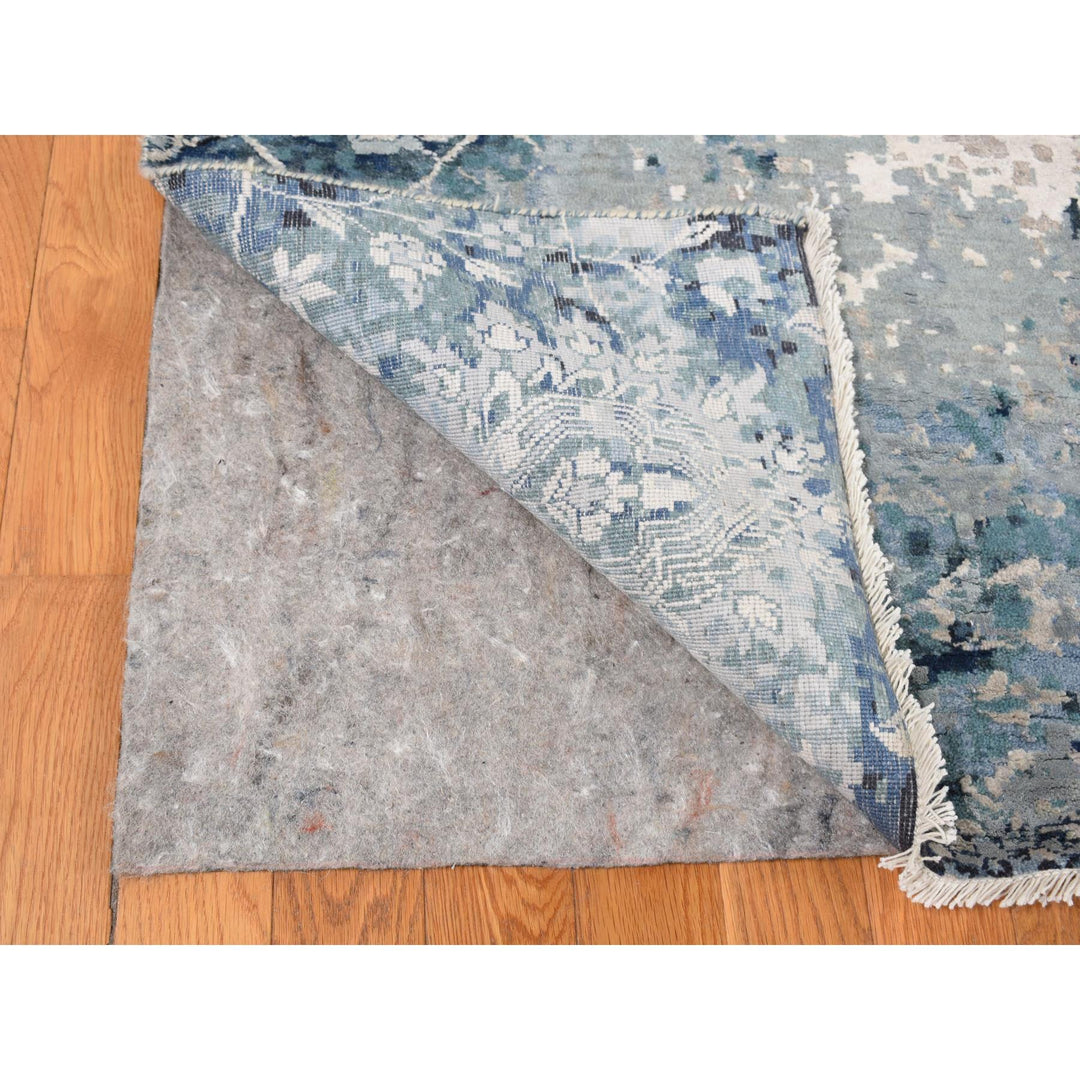 12'0" x 15'1" New Hand Knotted Grey Wool & Silk Rectangle Oriental Rug - MOA10287646