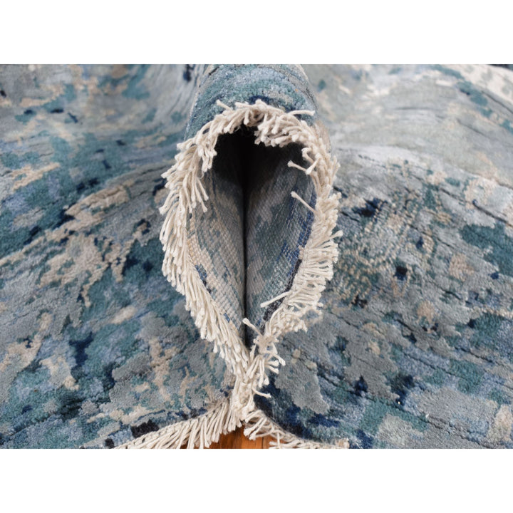 12'0" x 15'1" New Hand Knotted Grey Wool & Silk Rectangle Oriental Rug - MOA10287646