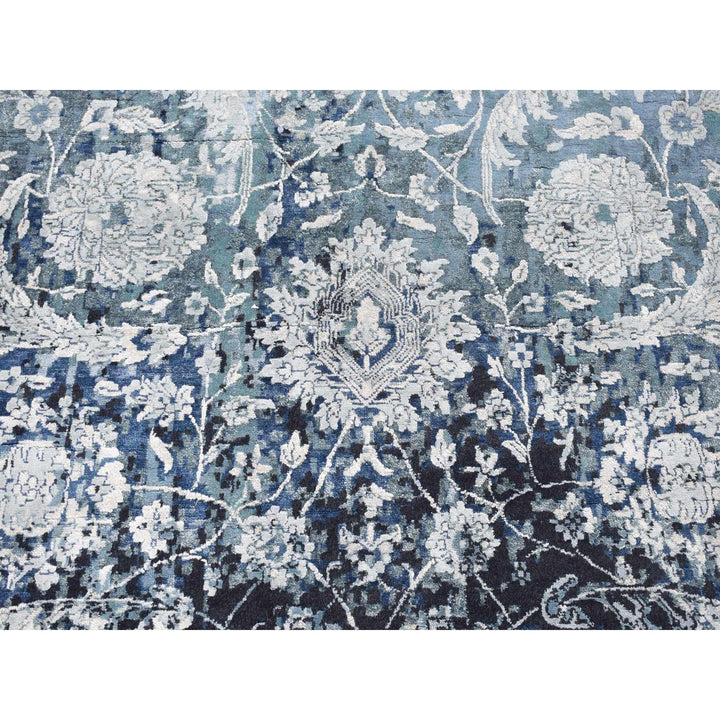 12'0" x 15'1" New Hand Knotted Grey Wool & Silk Rectangle Oriental Rug - MOA10287646