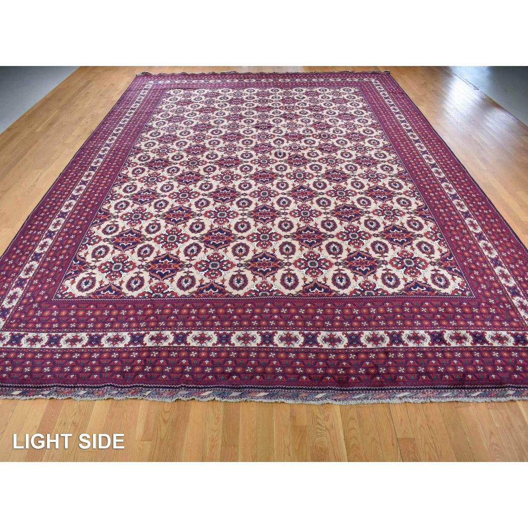 13'0" x 19'4" New Hand Knotted Ivory Wool Rectangle Oriental Rug - MOA10287670