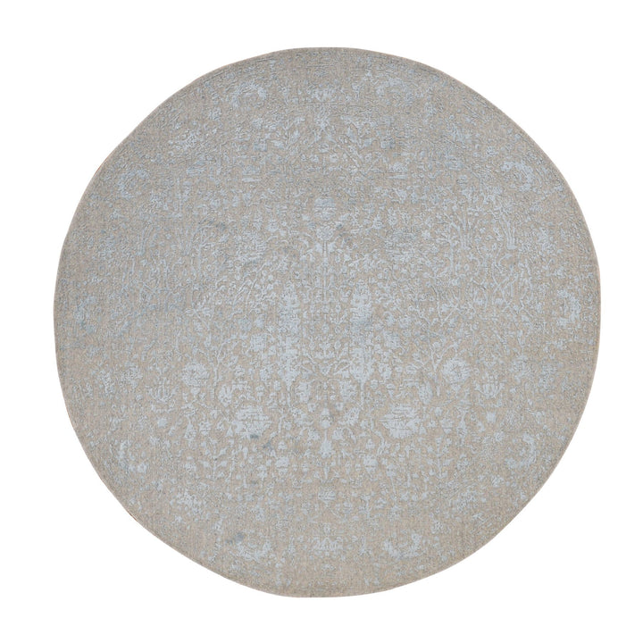 6'0" x 6'0" New Hand Loomed Grey Wool Round Oriental Rug - MOA10287713