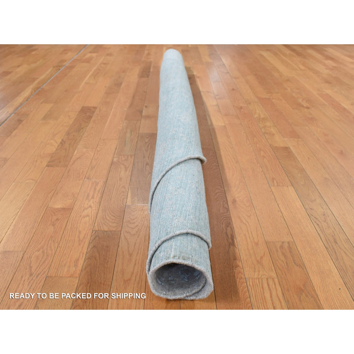 6'0" x 6'0" New Hand Loomed Grey Wool Round Oriental Rug - MOA10287713