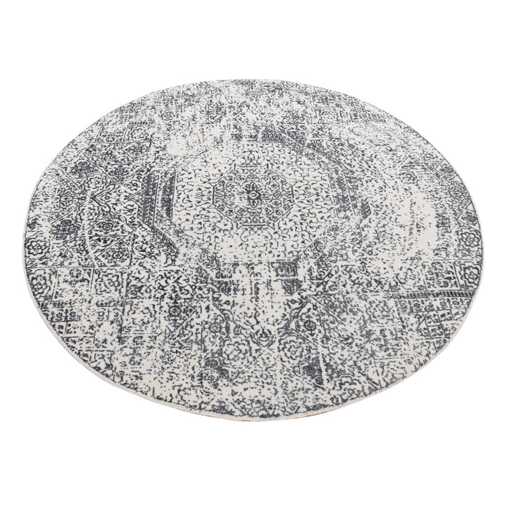 6'0" x 6'0" New Hand Loomed Ivory Wool Round Oriental Rug - MOA10287715