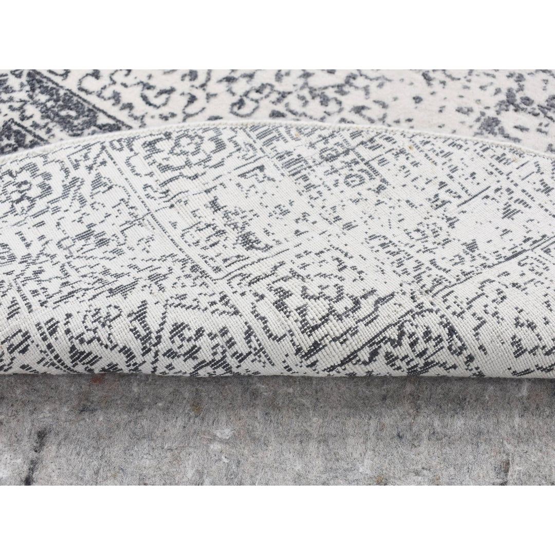 6'0" x 6'0" New Hand Loomed Ivory Wool Round Oriental Rug - MOA10287715