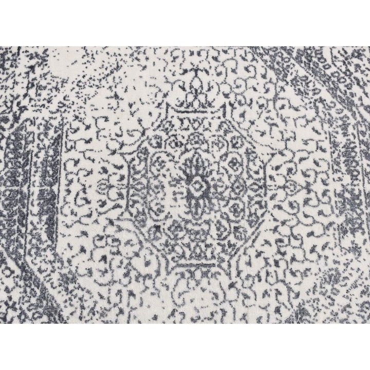 6'0" x 6'0" New Hand Loomed Ivory Wool Round Oriental Rug - MOA10287715