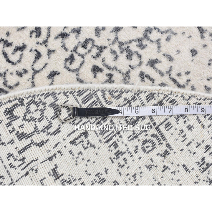 6'0" x 6'0" New Hand Loomed Ivory Wool Round Oriental Rug - MOA10287715