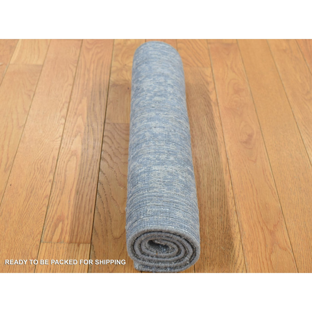 2'0" x 2'10" New Hand Loomed Grey Wool & Silk Rectangle Oriental Rug - MOA10287804