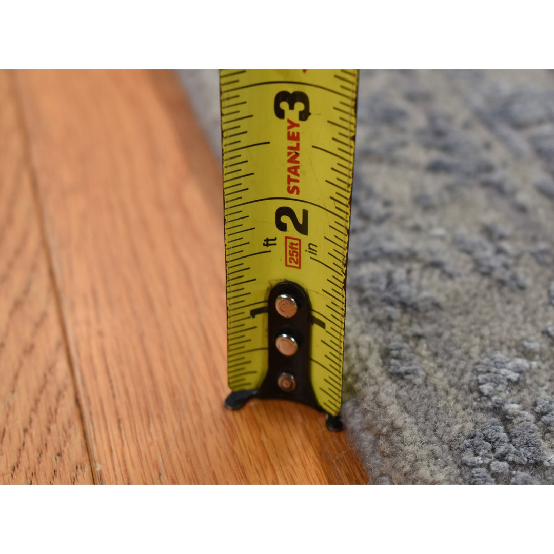 2'0" x 2'10" New Hand Loomed Grey Wool & Silk Rectangle Oriental Rug - MOA10287804