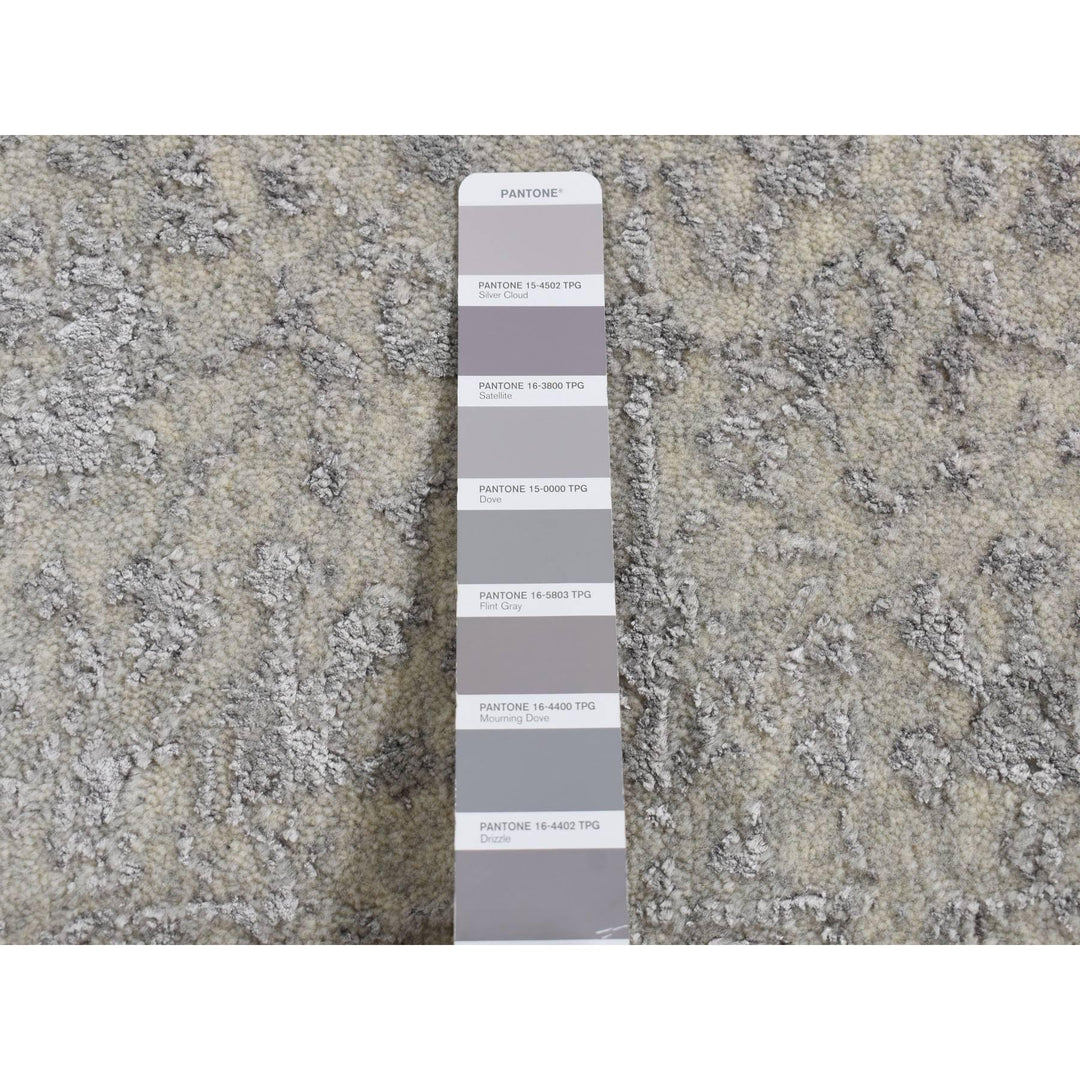 2'0" x 3'0" New Hand Loomed Grey Wool & Silk Rectangle Oriental Rug - MOA10287812