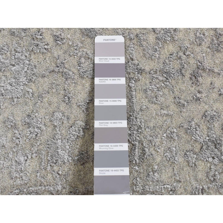 2'0" x 3'0" New Hand Loomed Grey Wool & Silk Rectangle Oriental Rug - MOA10287812