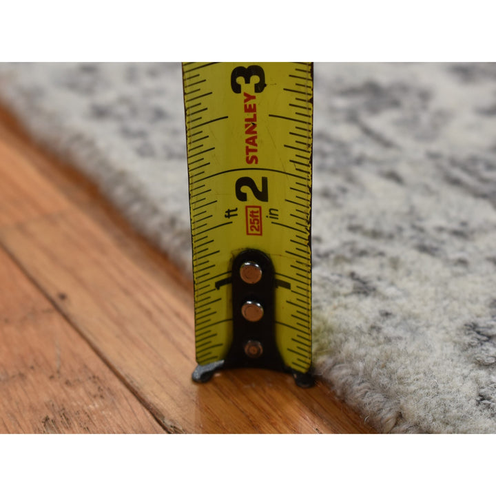 2'0" x 3'0" New Hand Loomed Grey Wool & Silk Rectangle Oriental Rug - MOA10287812