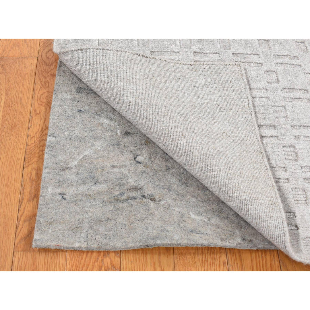 2'0" x 3'0" New Hand Loomed Grey Wool Rectangle Oriental Rug - MOA10287823