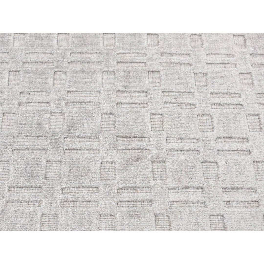 2'0" x 3'0" New Hand Loomed Grey Wool Rectangle Oriental Rug - MOA10287823