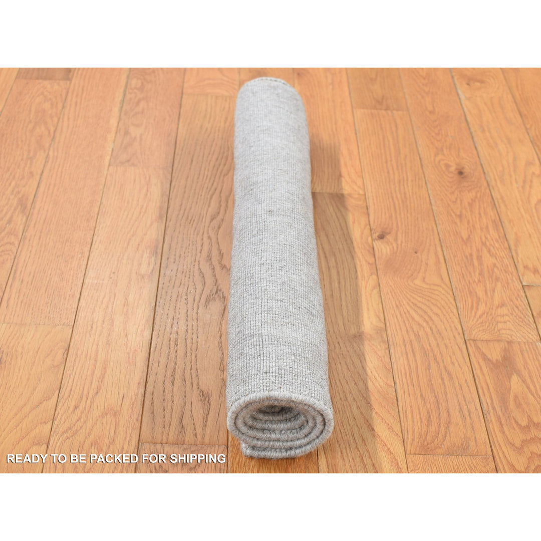 2'0" x 3'0" New Hand Loomed Grey Wool Rectangle Oriental Rug - MOA10287823