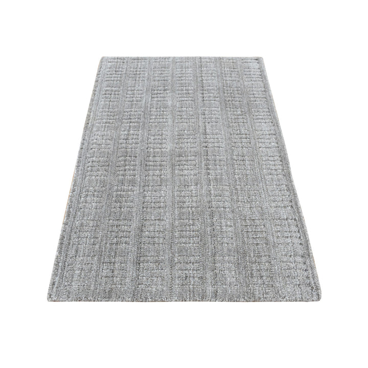 2'0" x 3'0" New Hand Loomed Grey Wool Rectangle Oriental Rug - MOA10287825