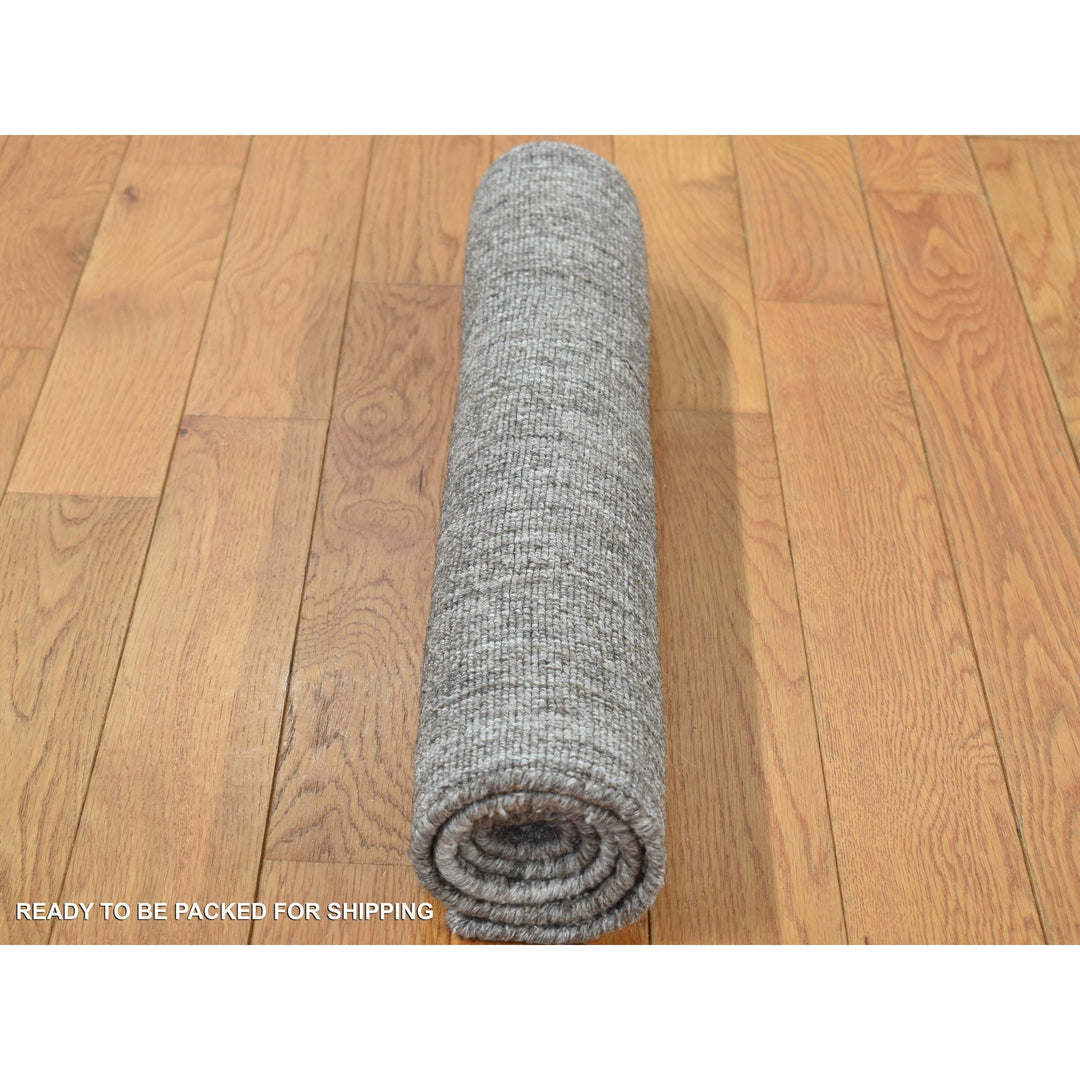 2'0" x 3'0" New Hand Loomed Grey Wool Rectangle Oriental Rug - MOA10287825