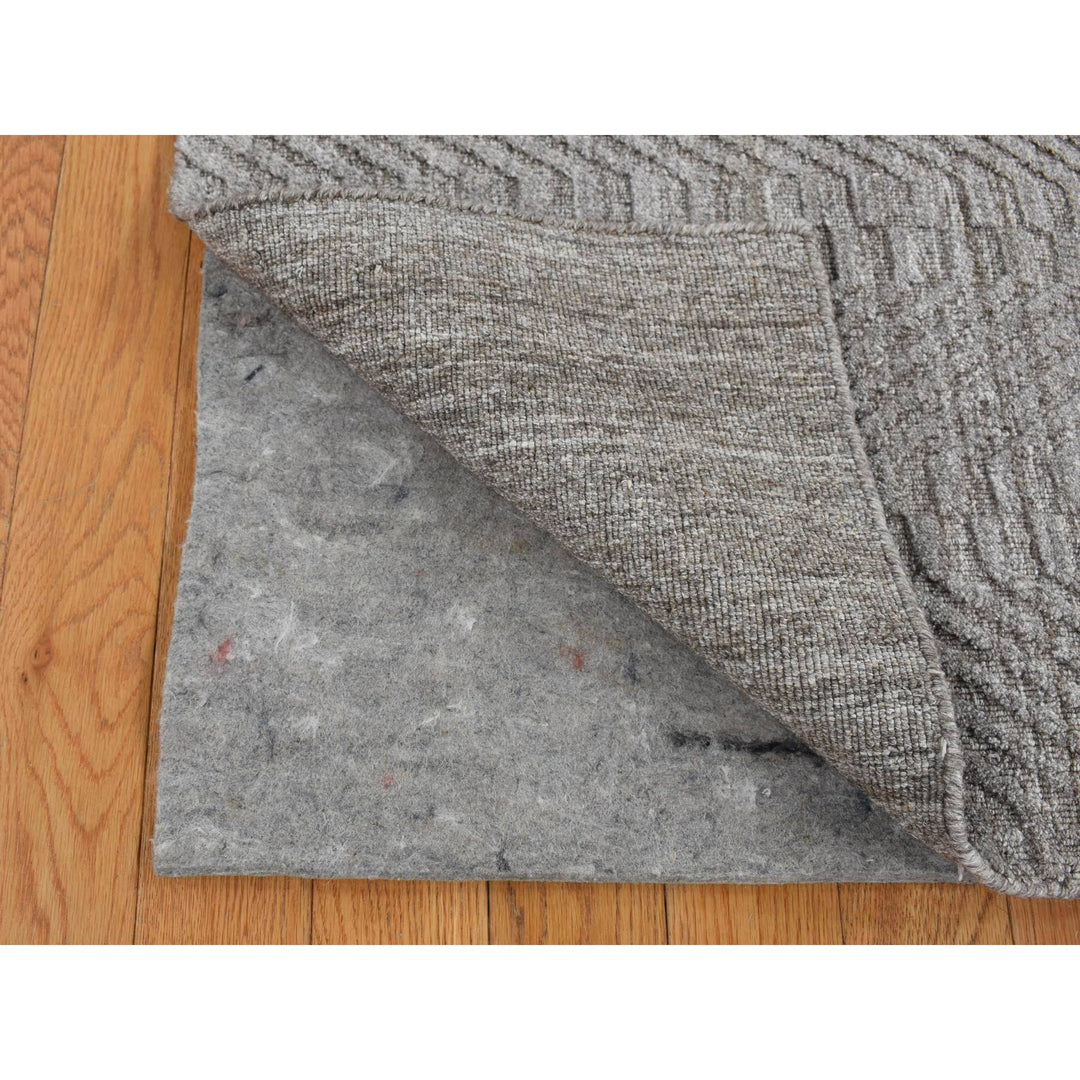 2'0" x 3'0" New Hand Loomed Grey Wool Rectangle Oriental Rug - MOA10287835