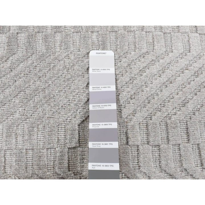 2'0" x 3'0" New Hand Loomed Grey Wool & Silk Rectangle Oriental Rug - MOA10287838