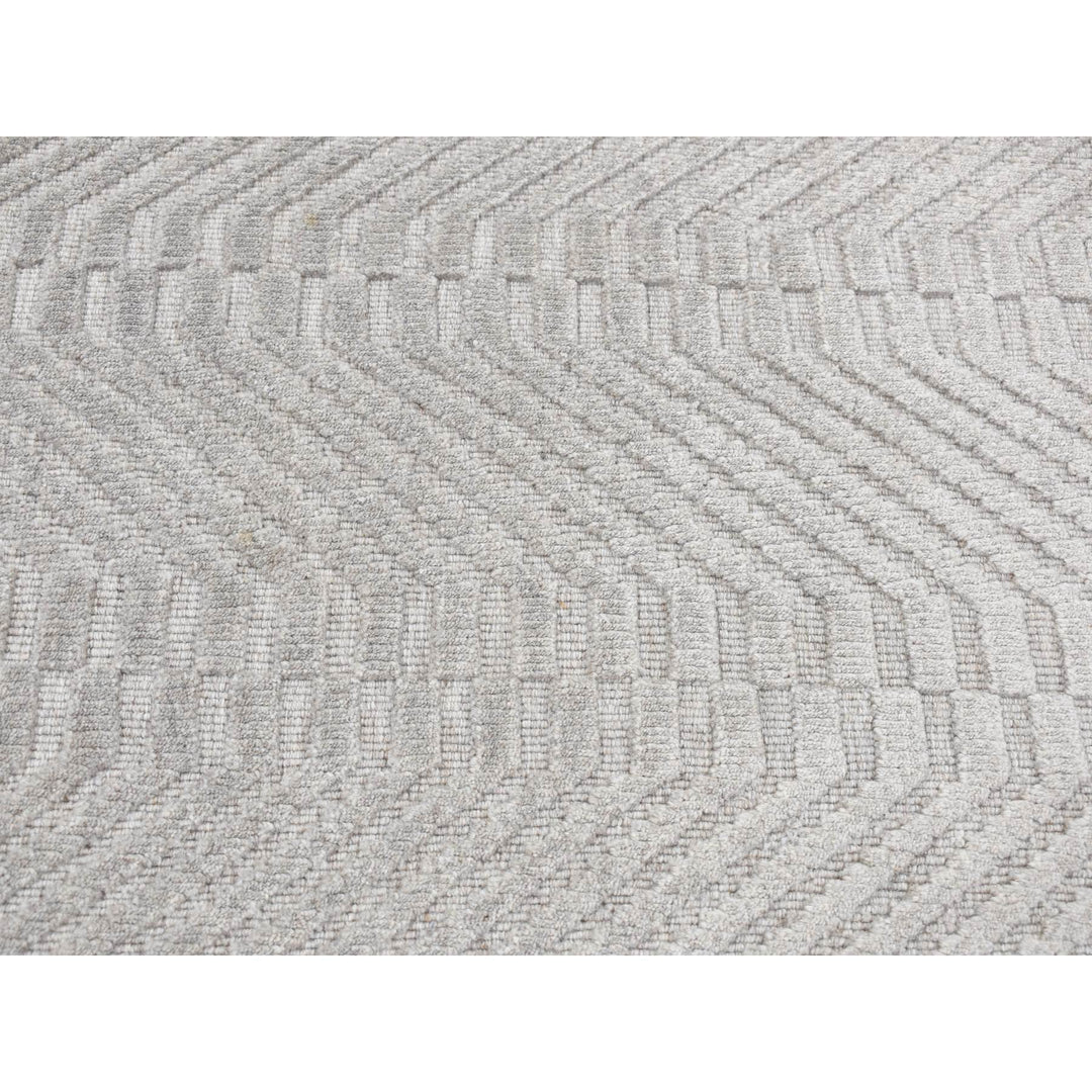 2'0" x 3'0" New Hand Loomed Grey Wool & Silk Rectangle Oriental Rug - MOA10287838