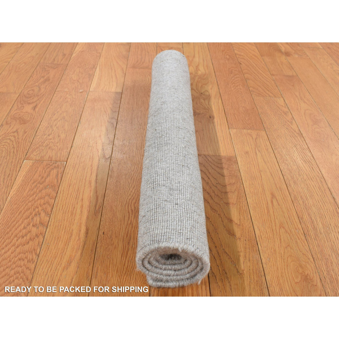 2'0" x 3'0" New Hand Loomed Grey Wool & Silk Rectangle Oriental Rug - MOA10287838