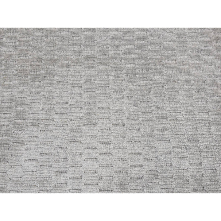 2'0" x 3'0" New Hand Loomed Grey Wool & Silk Rectangle Oriental Rug - MOA10287839
