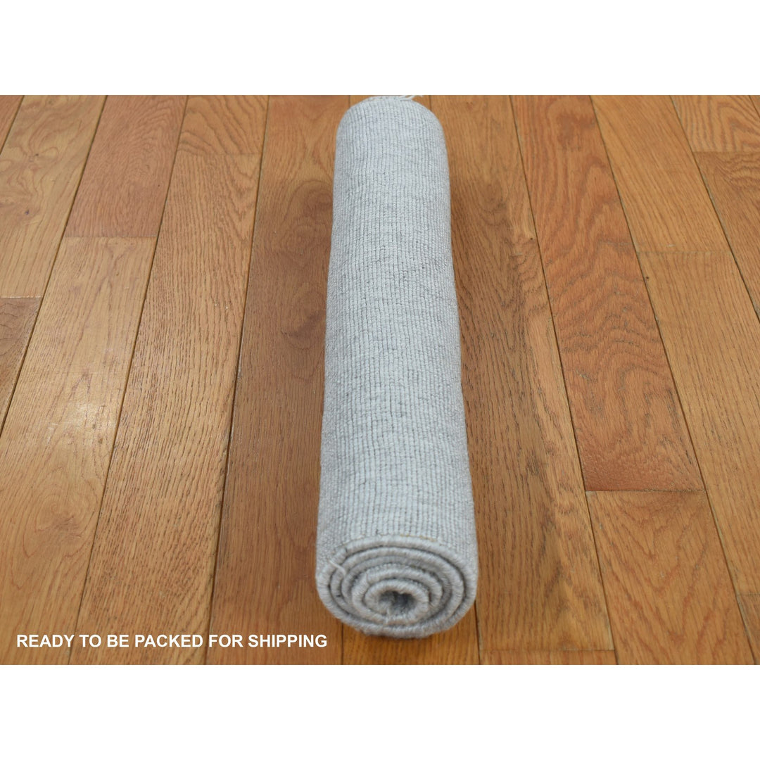 2'0" x 3'0" New Hand Loomed Grey Wool & Silk Rectangle Oriental Rug - MOA10287839