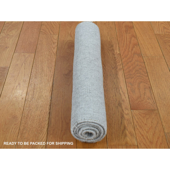 2'0" x 3'0" New Hand Loomed Grey Wool & Silk Rectangle Oriental Rug - MOA10287839