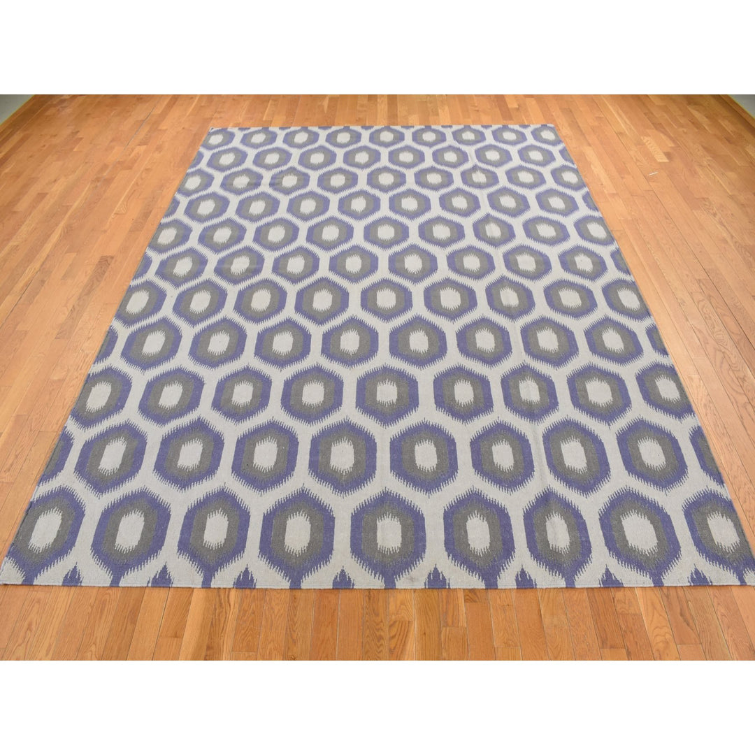 8'10" x 12'2" New Hand Woven Purple Wool Rectangle Oriental Rug - MOA10287869